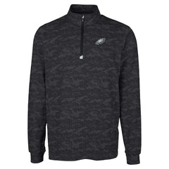 Philadelphia Eagles Cutter & Buck Big & Tall Traverse Eco Camo Tri-Blend DryTec Quarter-Zip Jacket Black | NFL