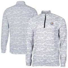 Pittsburgh Steelers Cutter & Buck Big & Tall Traverse Eco Camo Tri-Blend DryTec Quarter-Zip Jacket Charcoal | NFL