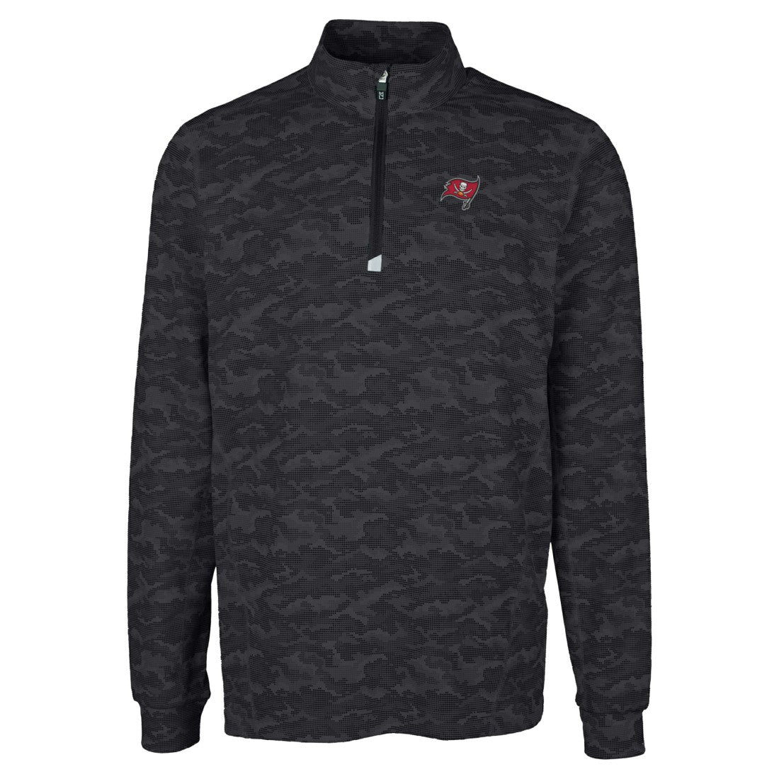 Tampa Bay Buccaneers Cutter & Buck Big & Tall Traverse Eco Camo Tri-Blend DryTec Quarter-Zip Jacket Black | NFL