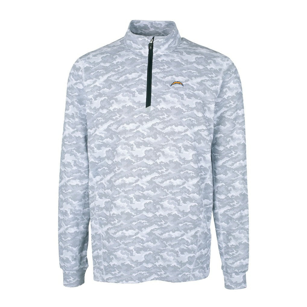 Los Angeles Chargers Cutter & Buck Big & Tall Traverse Eco Camo Tri-Blend DryTec Quarter-Zip Jacket Charcoal | NFL