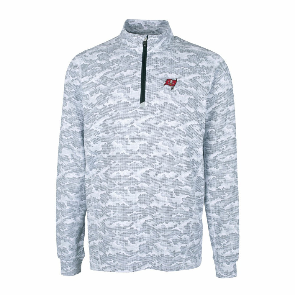 Tampa Bay Buccaneers Cutter & Buck Big & Tall Traverse Eco Camo Tri-Blend DryTec Quarter-Zip Jacket Charcoal | NFL