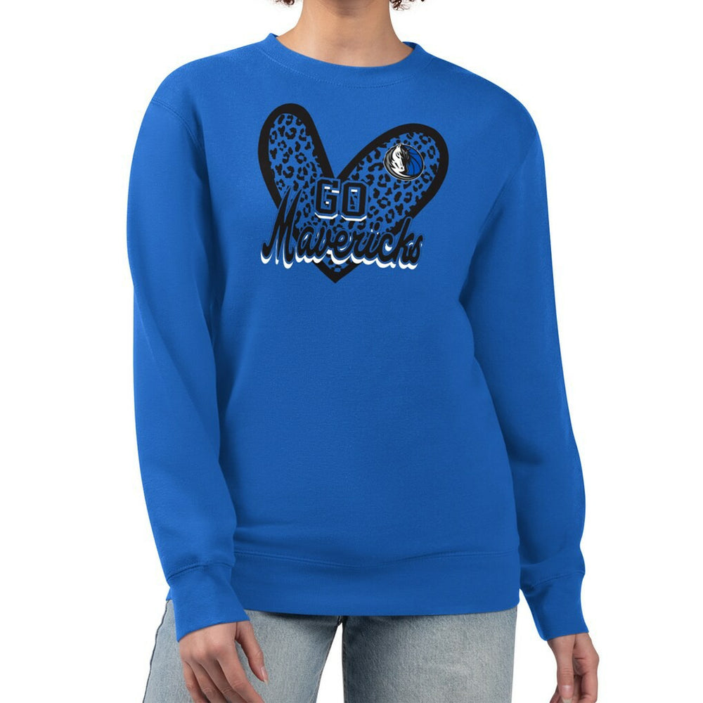 Dallas Mavericks G-III 4Her by Carl Banks Women's Leopard Heart Fleece Pullover Sweatshirt Royal - NBA