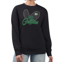 Boston Celtics G-III 4Her by Carl Banks Women's Leopard Heart Fleece Pullover Sweatshirt Black - NBA