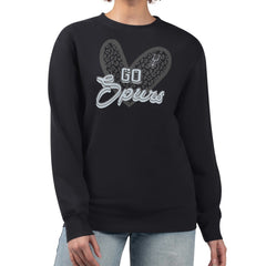 San Antonio Spurs G-III 4Her by Carl Banks Women's Leopard Heart Fleece Pullover Sweatshirt Black - NBA