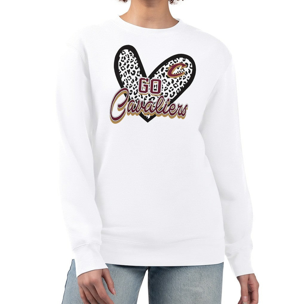 Cleveland Cavaliers G-III 4Her by Carl Banks Women's Leopard Heart Fleece Pullover Sweatshirt White - NBA