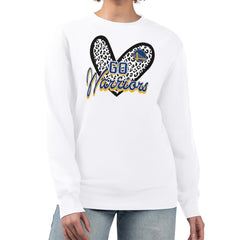 Golden State Warriors G-III 4Her by Carl Banks Women's Leopard Heart Fleece Pullover Sweatshirt White - NBA
