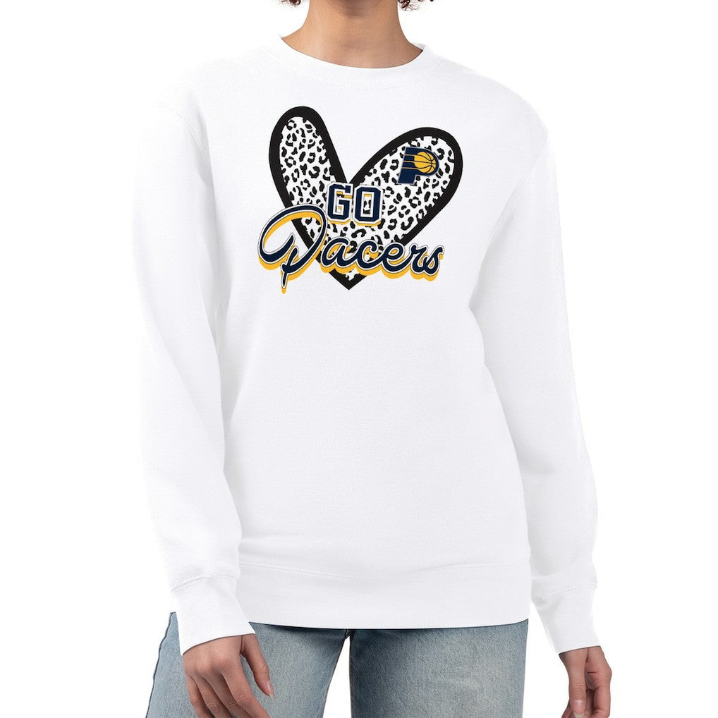 Indiana Pacers G-III 4Her by Carl Banks Women's Leopard Heart Fleece Pullover Sweatshirt White - NBA