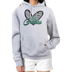 Boston Celtics G-III 4Her by Carl Banks Women's Leopard Heart Graphic Fleece Pullover Hoodie Heather Gray - NBA