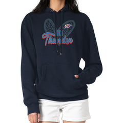 Oklahoma City Thunder G-III 4Her by Carl Banks Women's Leopard Heart Graphic Fleece Pullover Hoodie Navy - NBA