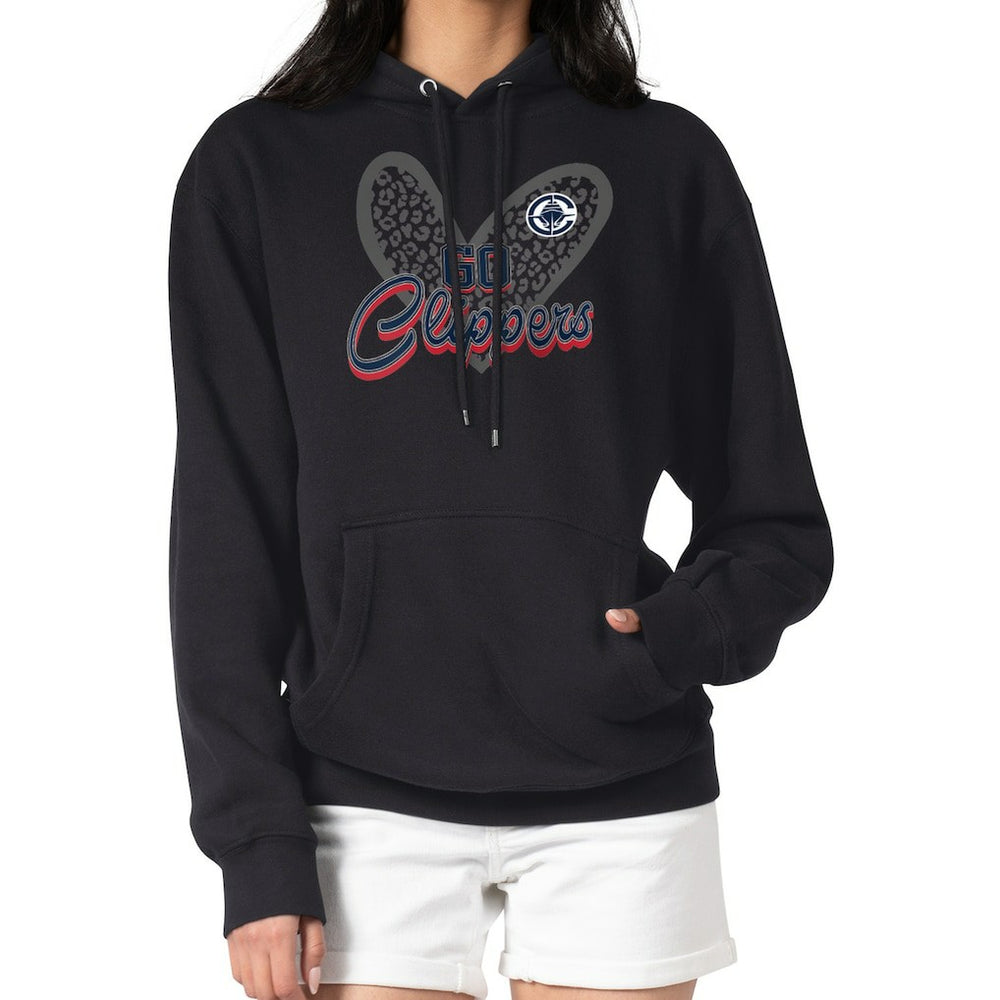 LA Clippers G-III 4Her by Carl Banks Women's Leopard Heart Graphic Fleece Pullover Hoodie Black - NBA