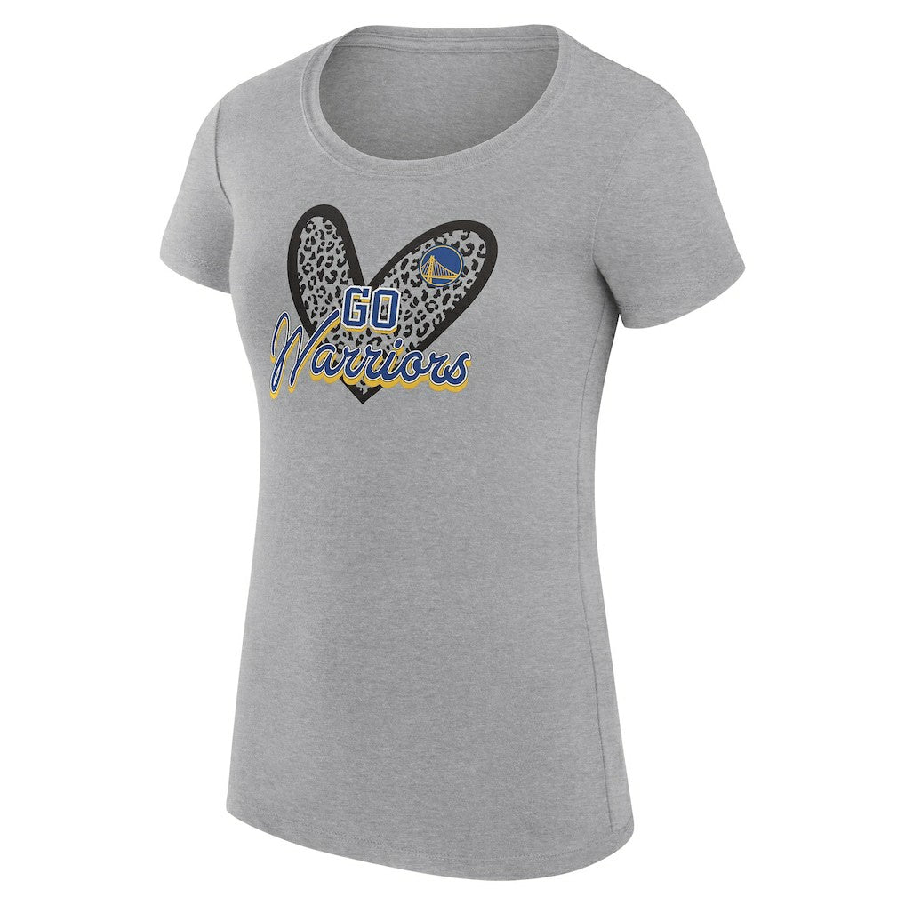 Golden State Warriors G-III 4Her by Carl Banks Women's Super-Slim Fit Lightweight Leopard Heart T-Shirt Heather Gray - NBA