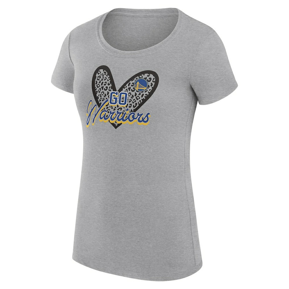 Golden State Warriors G-III 4Her by Carl Banks Women's Super-Slim Fit Lightweight Leopard Heart T-Shirt Heather Gray - NBA