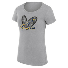 Indiana Pacers G-III 4Her by Carl Banks Women's Super-Slim Fit Lightweight Leopard Heart T-Shirt Heather Gray - NBA