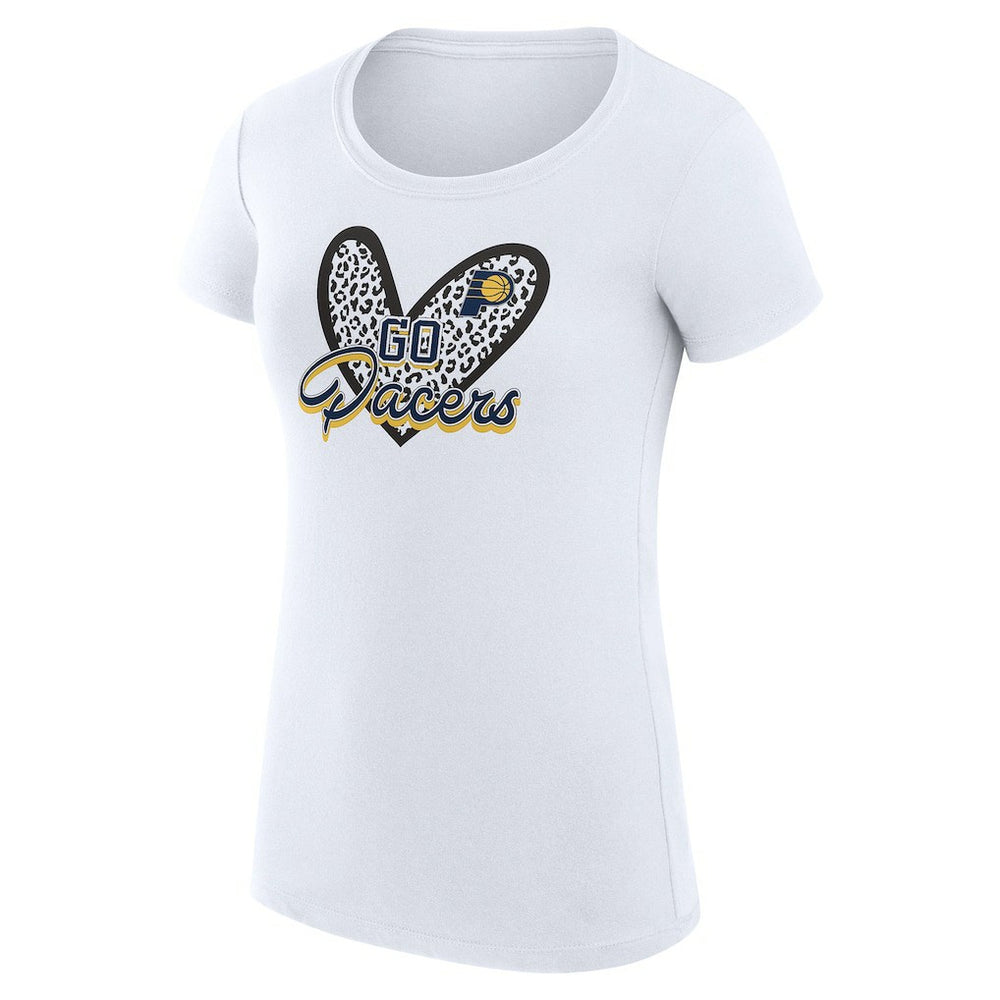 Indiana Pacers G-III 4Her by Carl Banks Women's Super-Slim Fit Lightweight Leopard Heart T-Shirt White - NBA