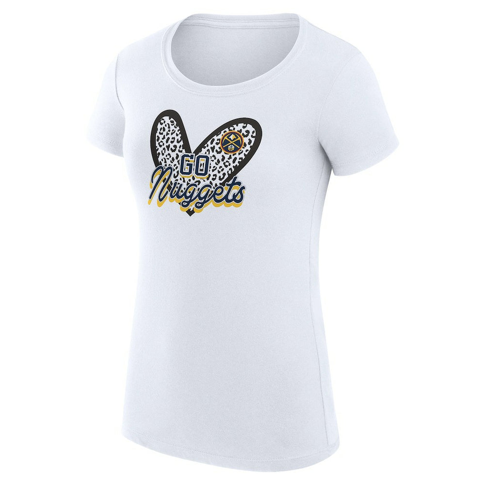 Denver Nuggets G-III 4Her by Carl Banks Women's Super-Slim Fit Lightweight Leopard Heart T-Shirt White - NBA