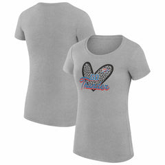 Oklahoma City Thunder G-III 4Her by Carl Banks Women's Super-Slim Fit Lightweight Leopard Heart T-Shirt Heather Gray - NBA
