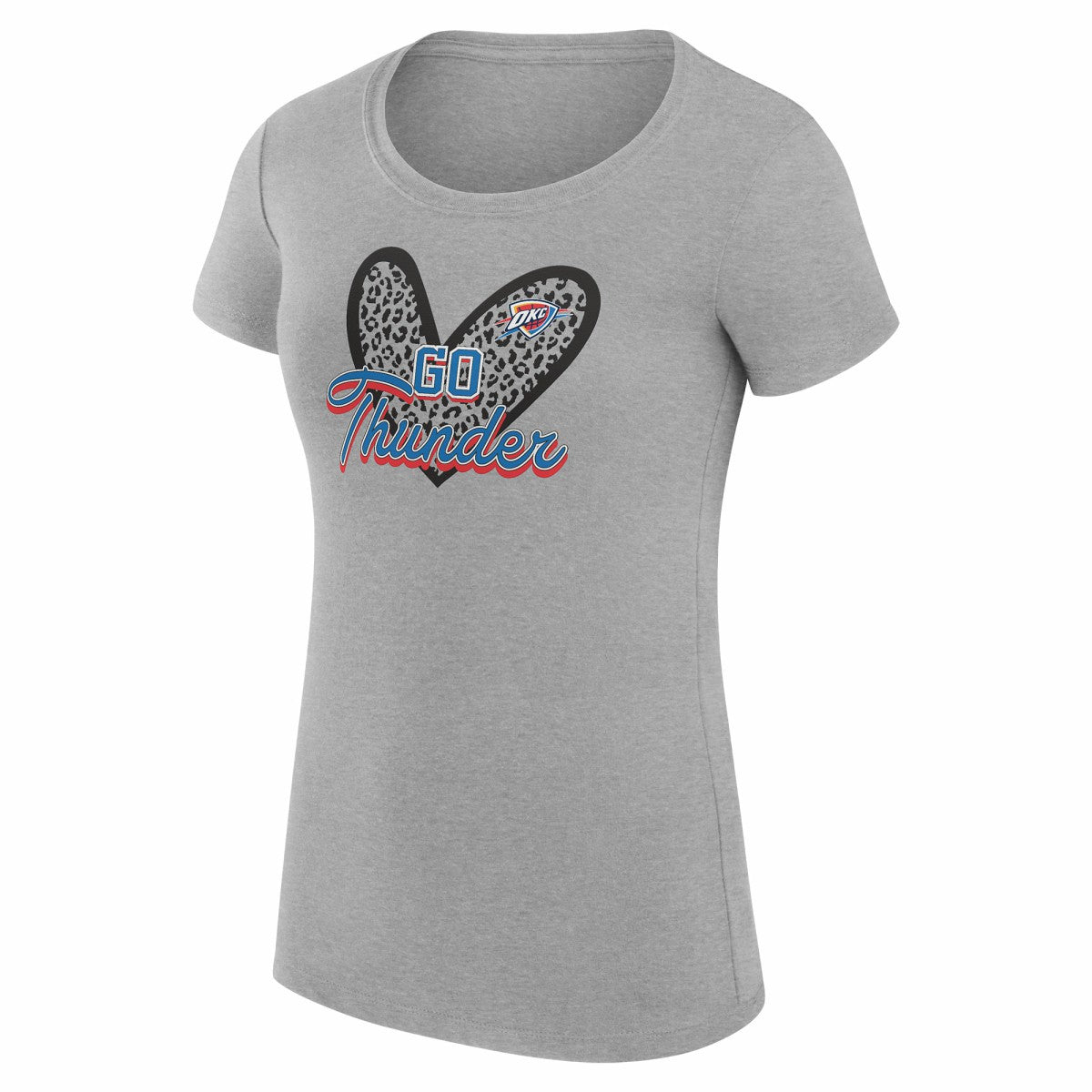Oklahoma City Thunder G-III 4Her by Carl Banks Women's Super-Slim Fit Lightweight Leopard Heart T-Shirt Heather Gray - NBA