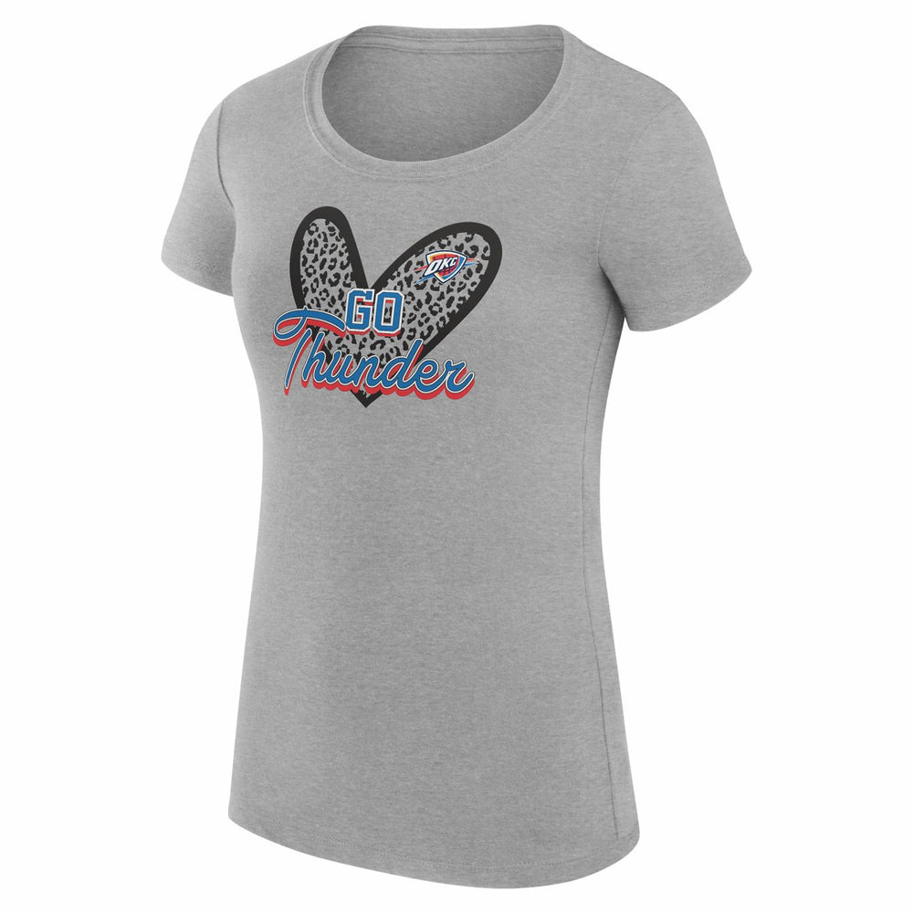 Oklahoma City Thunder G-III 4Her by Carl Banks Women's Super-Slim Fit Lightweight Leopard Heart T-Shirt Heather Gray - NBA