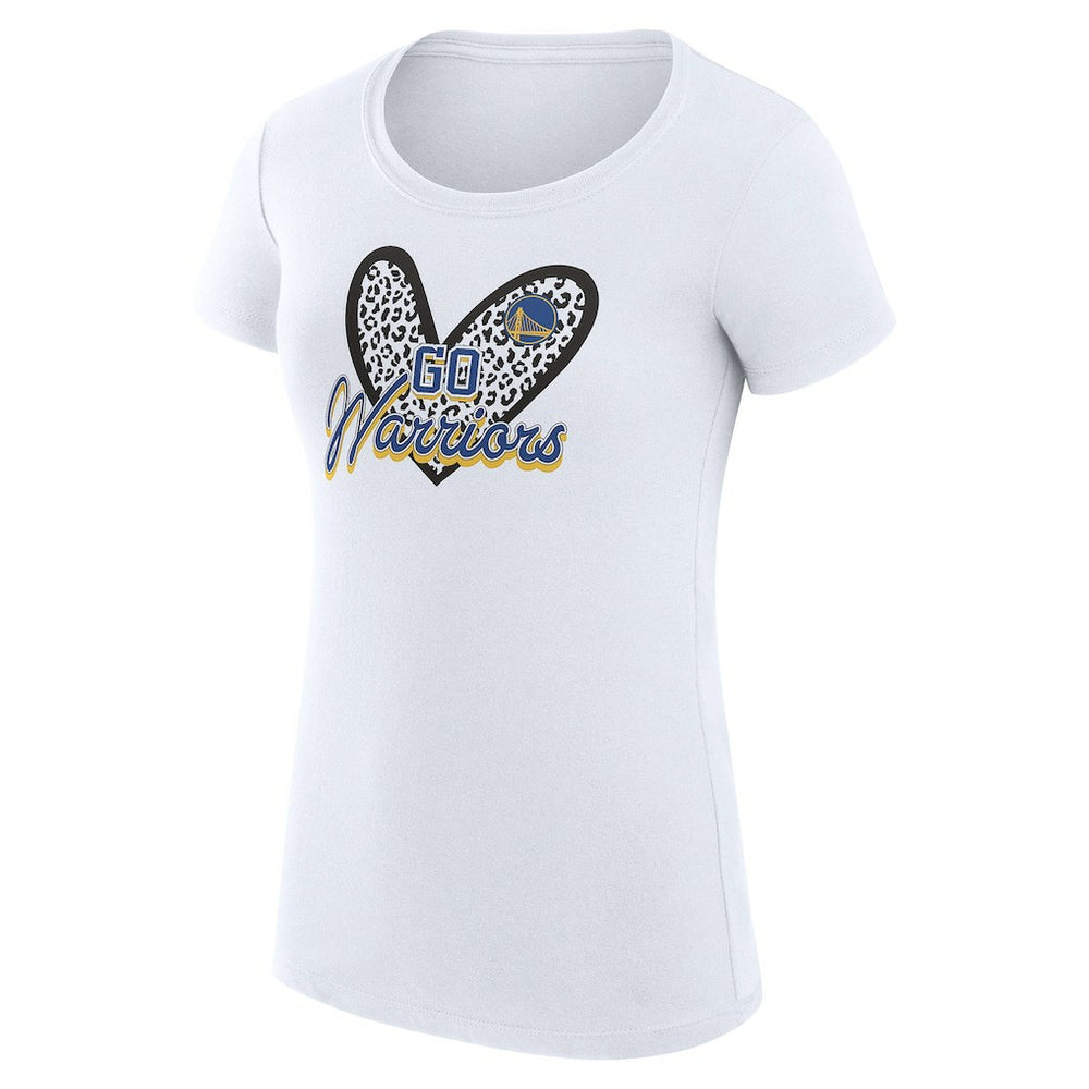 Golden State Warriors G-III 4Her by Carl Banks Women's Super-Slim Fit Lightweight Leopard Heart T-Shirt White - NBA
