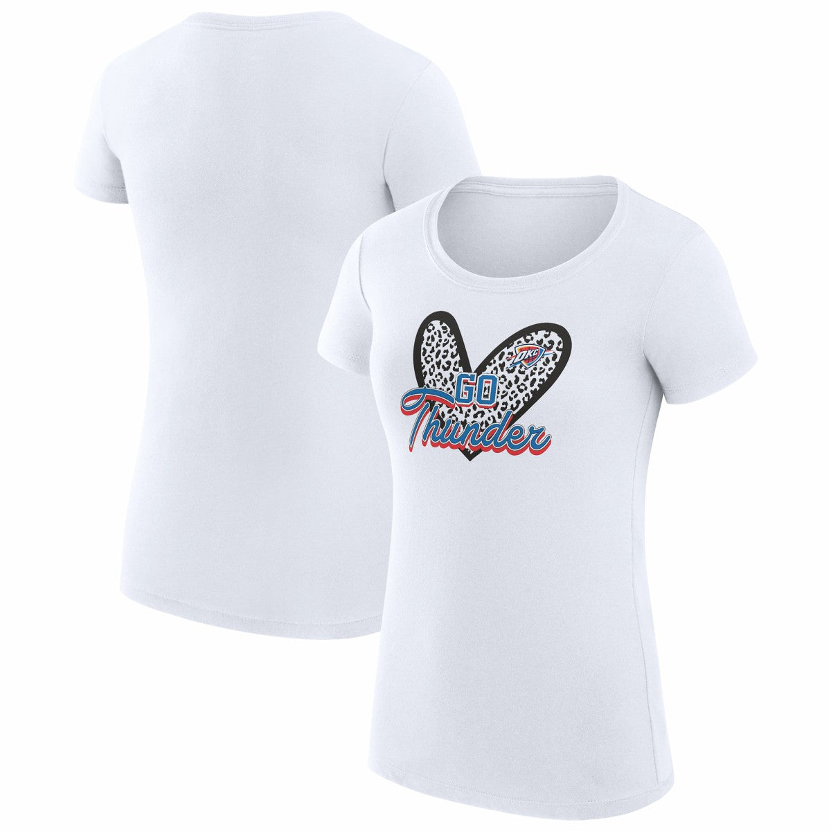 Oklahoma City Thunder G-III 4Her by Carl Banks Women's Super-Slim Fit Lightweight Leopard Heart T-Shirt White - NBA