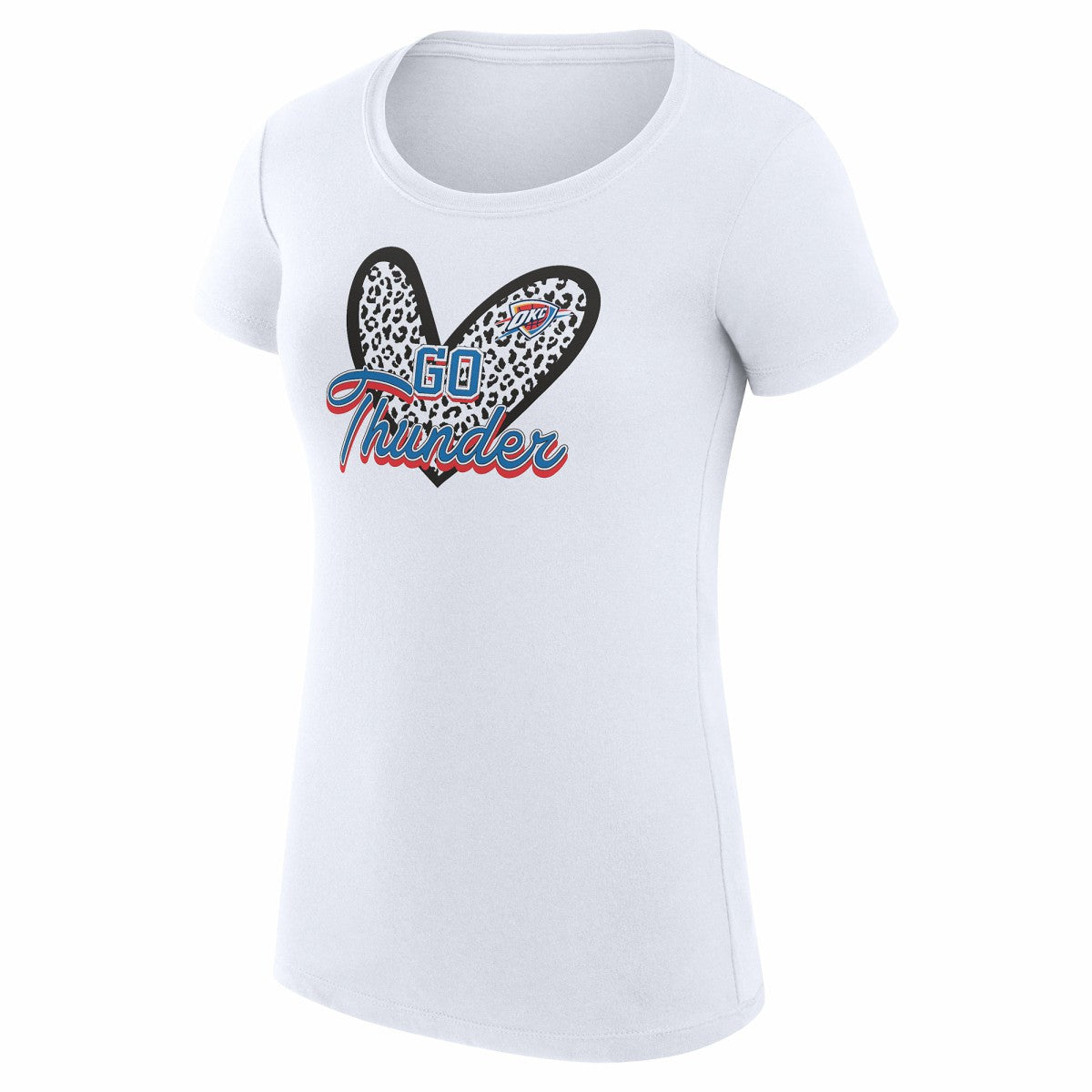 Oklahoma City Thunder G-III 4Her by Carl Banks Women's Super-Slim Fit Lightweight Leopard Heart T-Shirt White - NBA