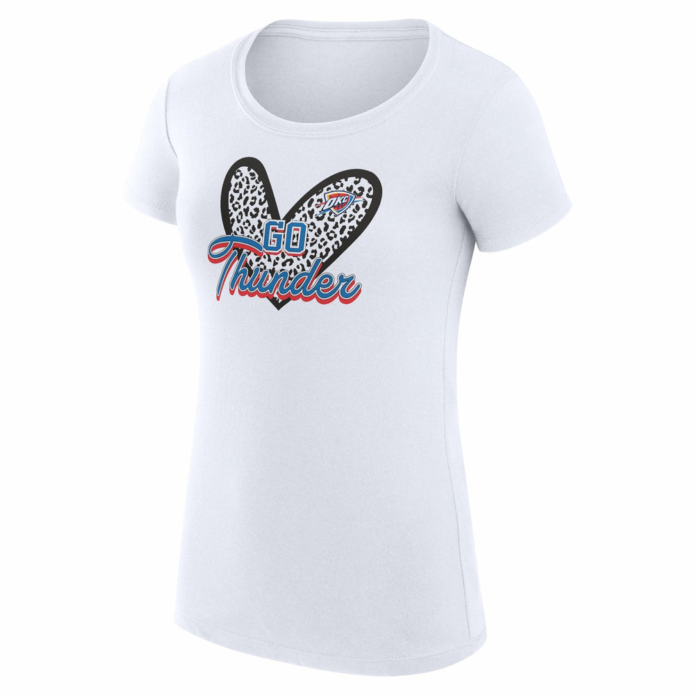 Oklahoma City Thunder G-III 4Her by Carl Banks Women's Super-Slim Fit Lightweight Leopard Heart T-Shirt White - NBA