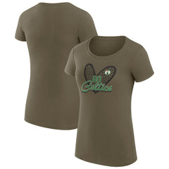 Boston Celtics G-III 4Her by Carl Banks Women's Super-Slim Fit Lightweight Leopard Heart T-Shirt Hunter Green - NBA