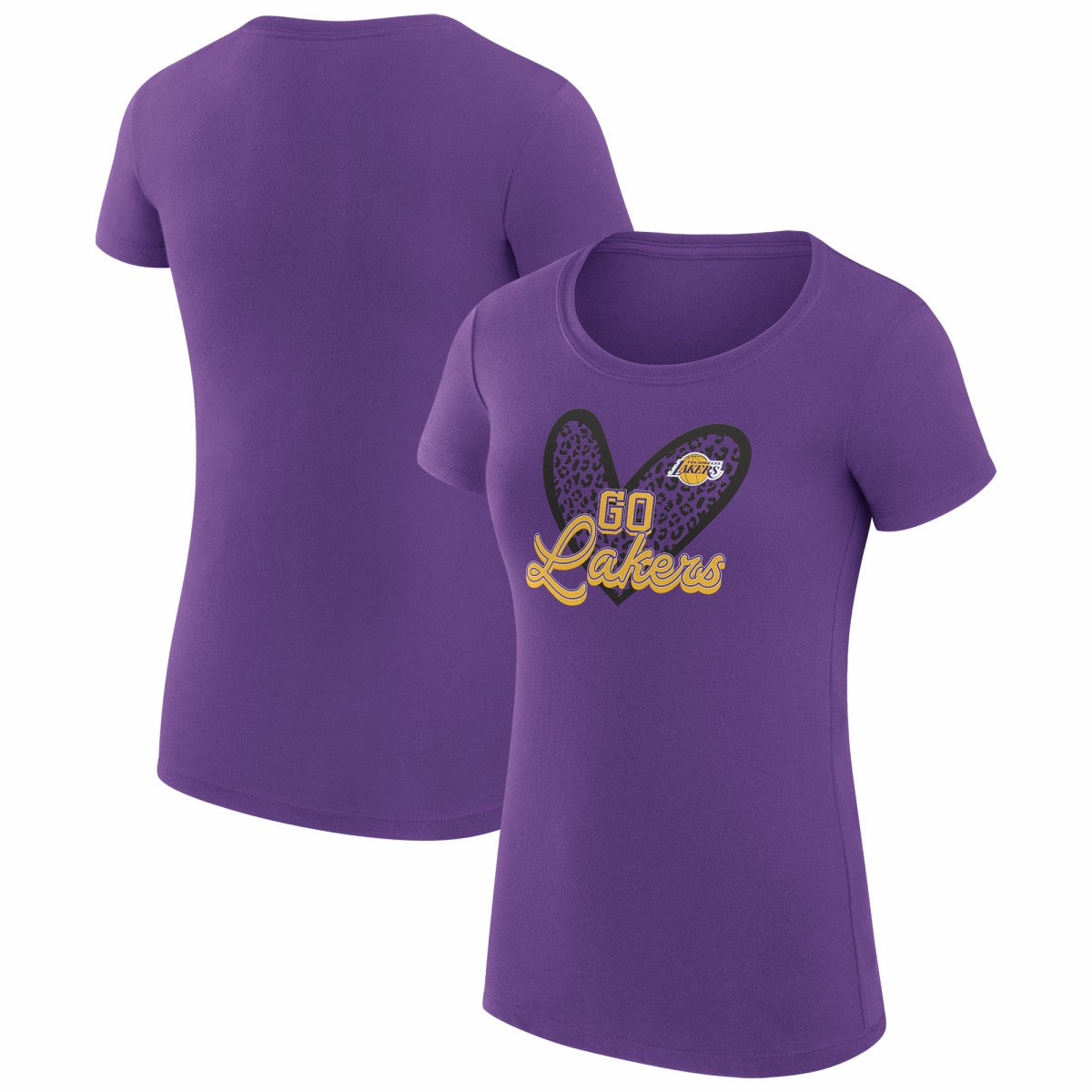 Los Angeles Lakers G-III 4Her by Carl Banks Women's Super-Slim Fit Lightweight Leopard Heart T-Shirt Purple - NBA
