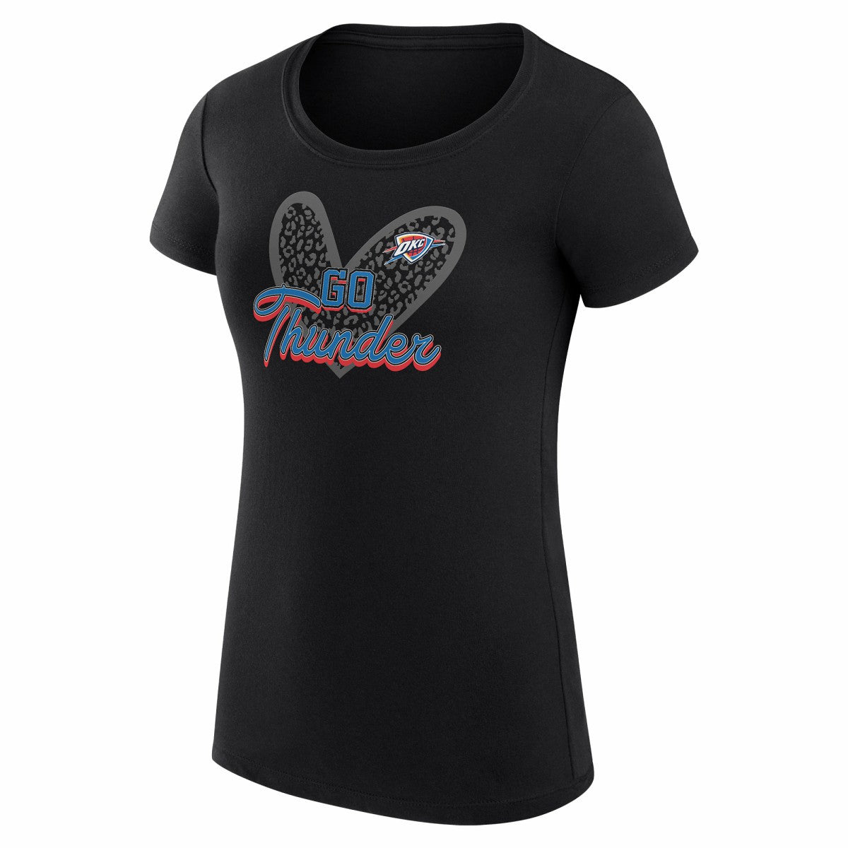 Oklahoma City Thunder G-III 4Her by Carl Banks Women's Super-Slim Fit Lightweight Leopard Heart T-Shirt Black - NBA