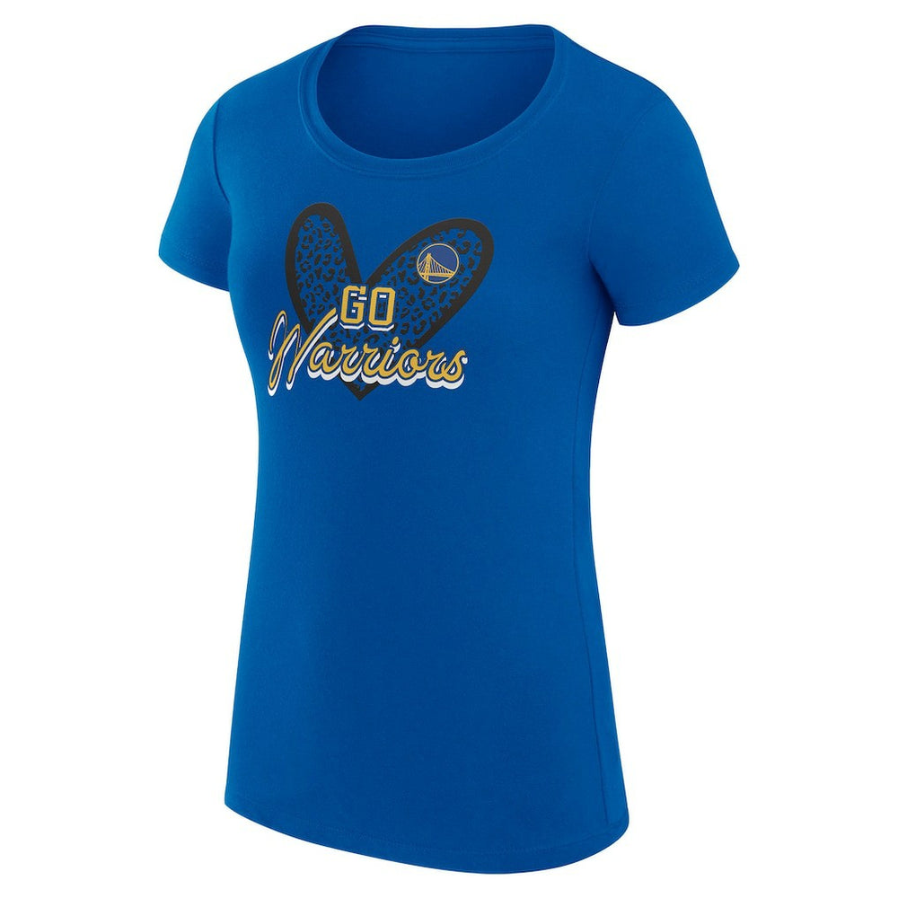 Golden State Warriors G-III 4Her by Carl Banks Women's Super-Slim Fit Lightweight Leopard Heart T-Shirt Royal - NBA