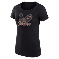 Cleveland Cavaliers G-III 4Her by Carl Banks Women's Super-Slim Fit Lightweight Leopard Heart T-Shirt Black - NBA