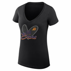 Phoenix Suns G-III 4Her by Carl Banks Women's Super-Slim Fit Lightweight Leopard Heart V-Neck T-Shirt Black - NBA