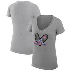 Detroit Pistons G-III 4Her by Carl Banks Women's Super-Slim Fit Lightweight Leopard Heart V-Neck T-Shirt Heather Gray - NBA