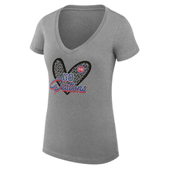 Detroit Pistons G-III 4Her by Carl Banks Women's Super-Slim Fit Lightweight Leopard Heart V-Neck T-Shirt Heather Gray - NBA