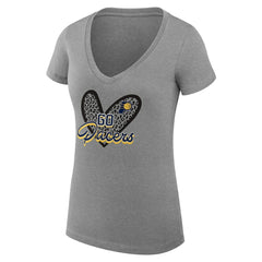 Indiana Pacers G-III 4Her by Carl Banks Women's Super-Slim Fit Lightweight Leopard Heart V-Neck T-Shirt Heather Gray - NBA