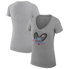 Oklahoma City Thunder G-III 4Her by Carl Banks Women's Super-Slim Fit Lightweight Leopard Heart V-Neck T-Shirt Heather Gray - NBA