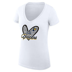 Indiana Pacers G-III 4Her by Carl Banks Women's Super-Slim Fit Lightweight Leopard Heart V-Neck T-Shirt White - NBA