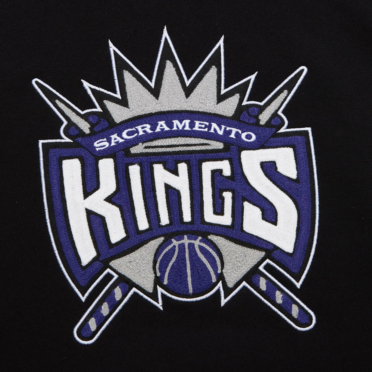 Sacramento Kings Chainstitch Applique Vintage Heavyweight Pullover Hoodie Black - NBA