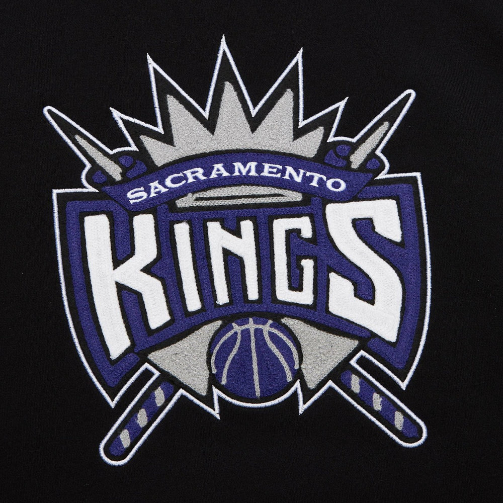 Sacramento Kings Chainstitch Applique Vintage Heavyweight Pullover Hoodie Black - NBA