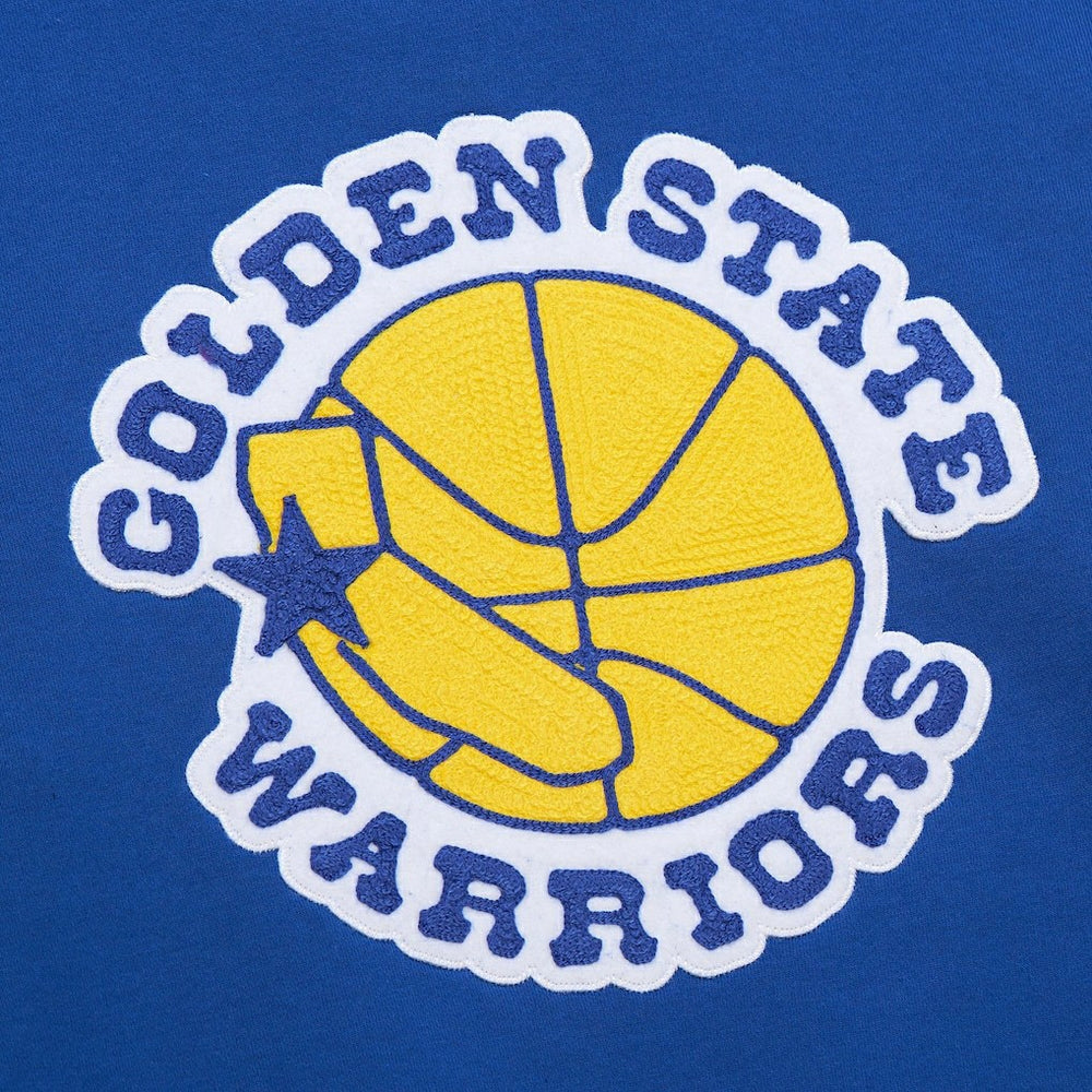 Golden State Warriors Chainstitch Applique Vintage Heavyweight Pullover Hoodie Royal - NBA