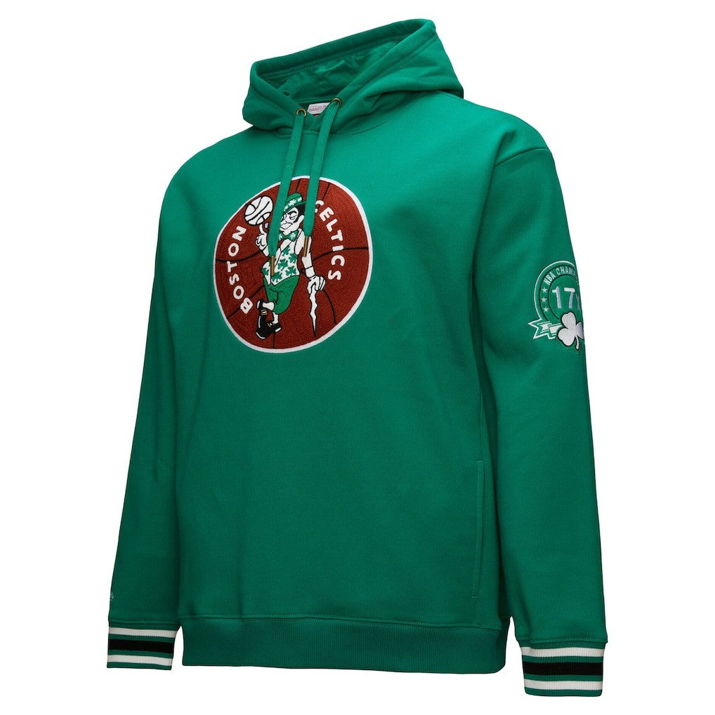 Boston Celtics Chainstitch Applique Vintage Heavyweight Pullover Hoodie Kelly Green - NBA