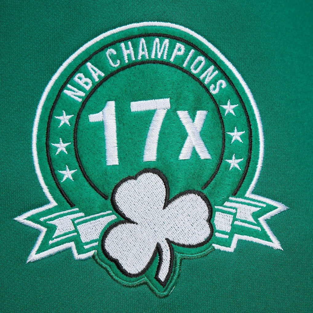 Boston Celtics Chainstitch Applique Vintage Heavyweight Pullover Hoodie Kelly Green - NBA