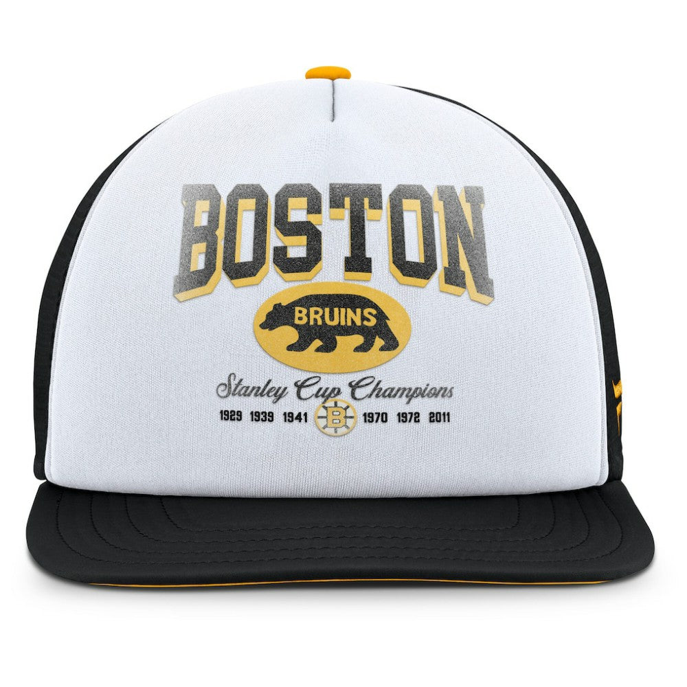 Boston Bruins Fanatics Decades Collection Foam Front Snapback Hat - White/Black - NHL