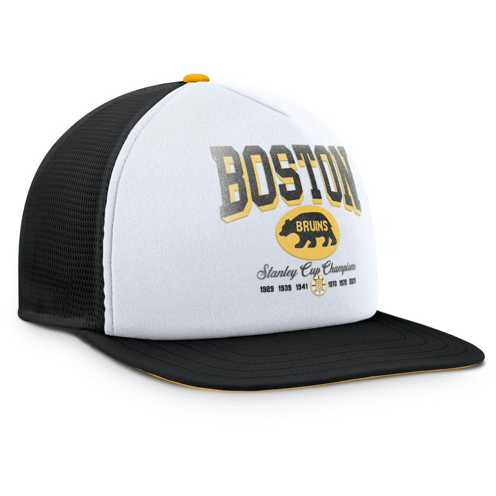 Boston Bruins Fanatics Decades Collection Foam Front Snapback Hat - White/Black - NHL