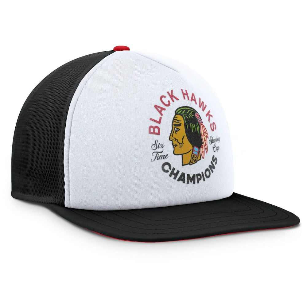 Chicago Blackhawks Fanatics Decades Collection Foam Front Snapback Hat - White/Black - NHL
