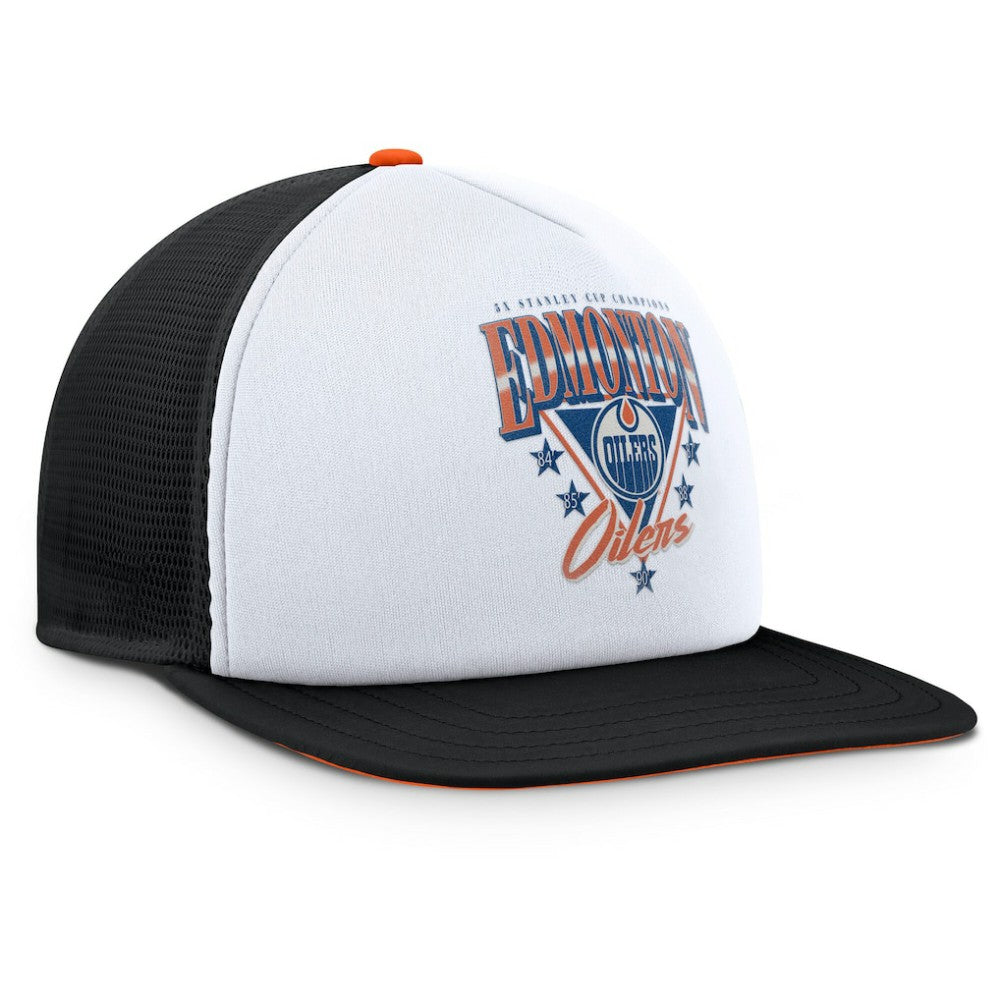 Edmonton Oilers Fanatics Decades Collection Foam Front Snapback Hat - White/Black - NHL