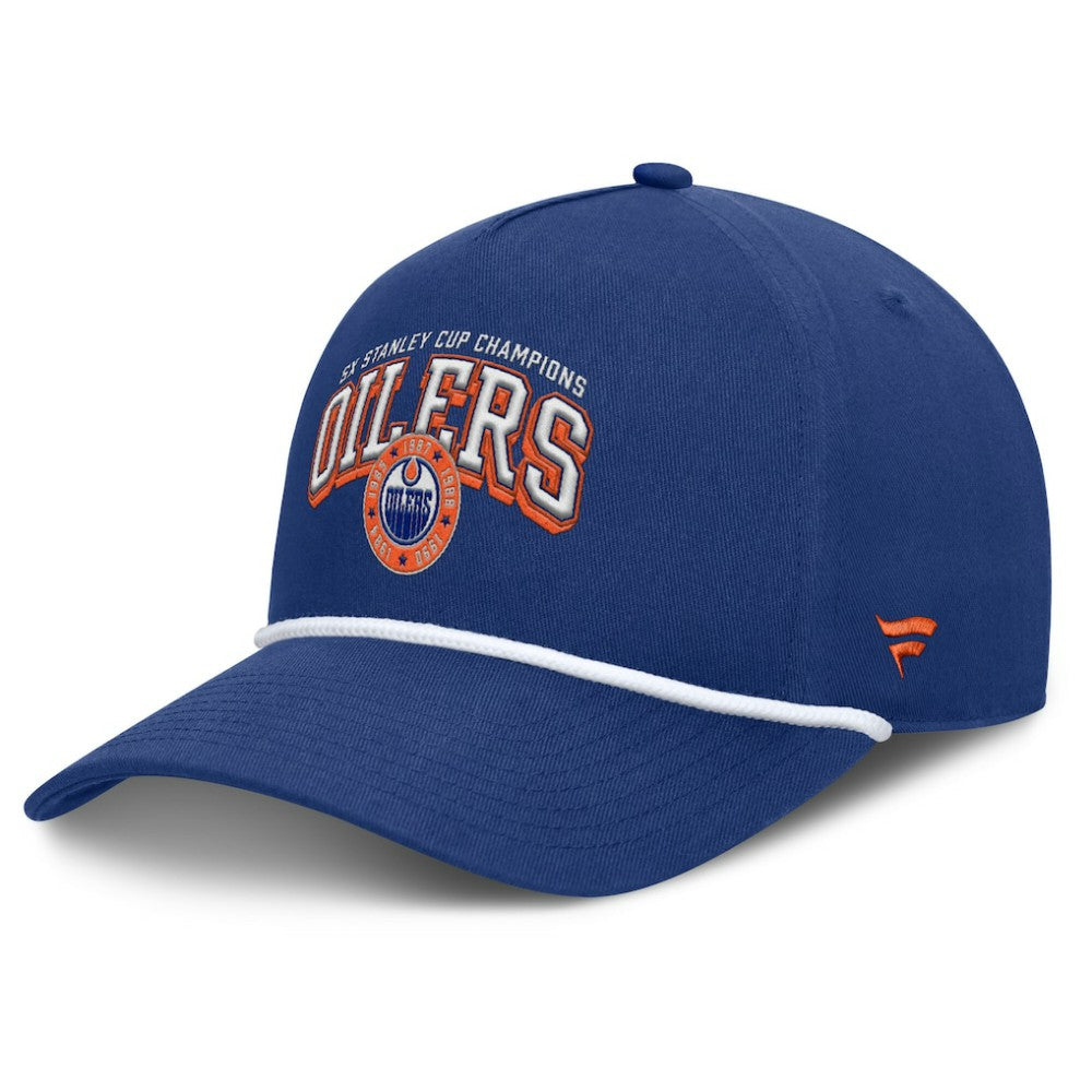 Edmonton Oilers Fanatics Decades Collection A-Frame Rope Adjustable Hat - Royal - NHL