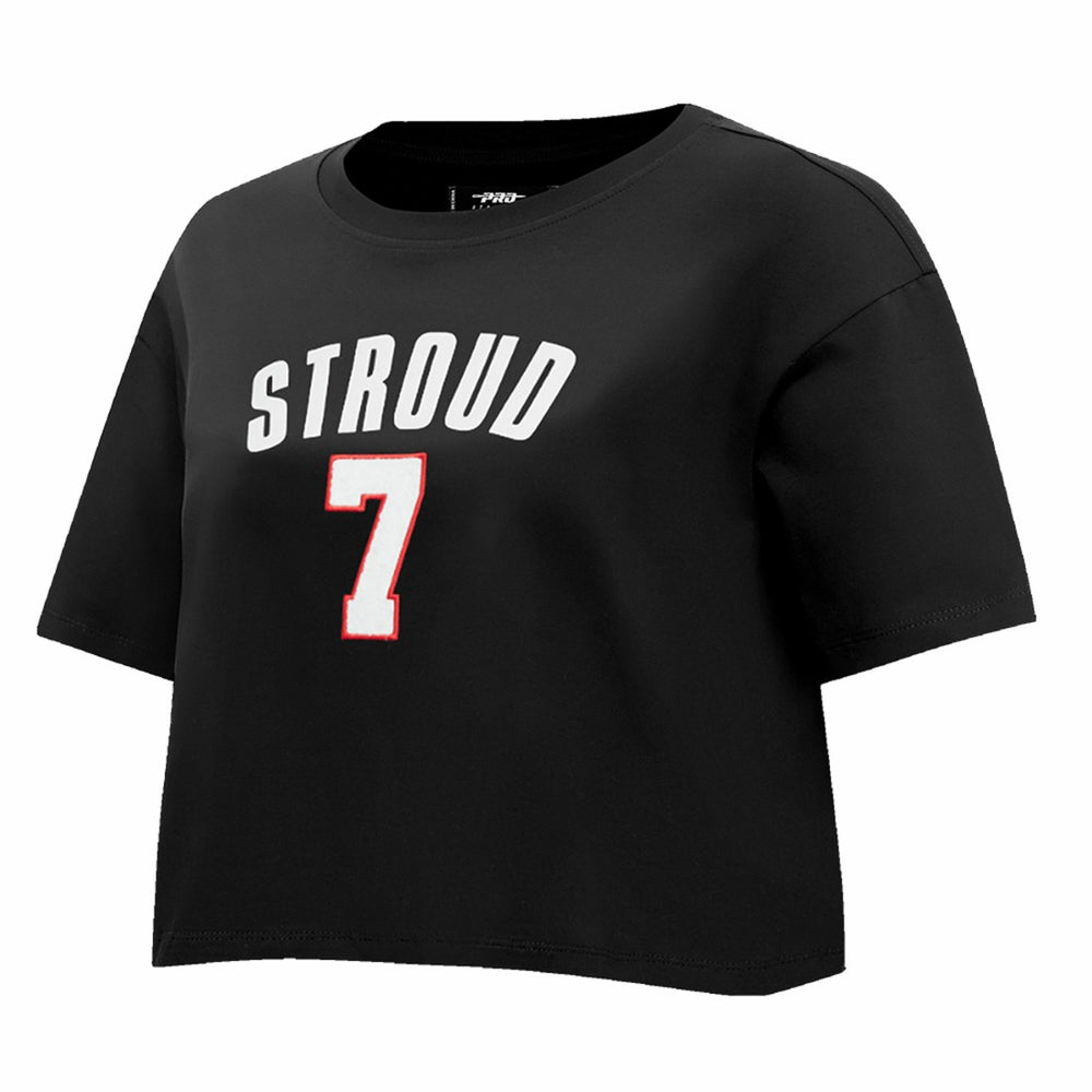 C.J. Stroud Houston Texans Pro Standard Women's Player Name & Number Cropped Boxy T-Shirt Black | NFL