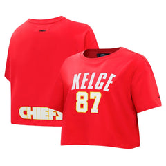 Travis Kelce Kansas City Chiefs Pro Standard Women's Player Name & Number Cropped Boxy T-Shirt Red | NFL
