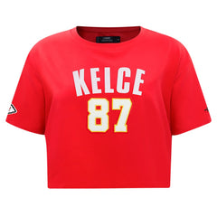 Travis Kelce Kansas City Chiefs Pro Standard Women's Player Name & Number Cropped Boxy T-Shirt Red | NFL